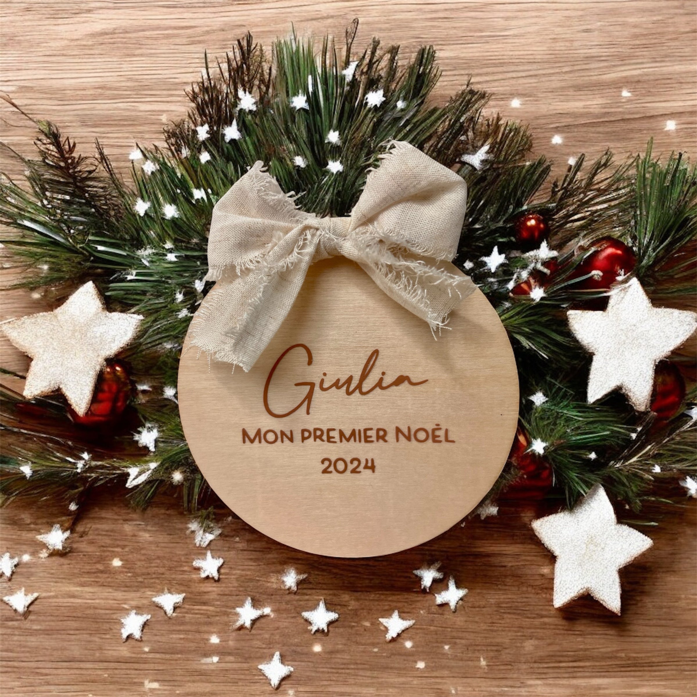 Suspension en bois "Mon premier Noël"